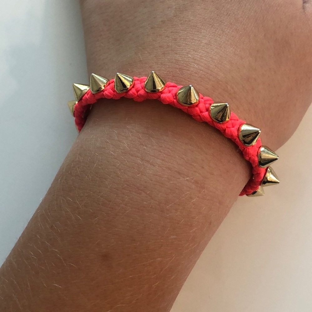 J.Crew Neon Pink Gold Studded Bracelet